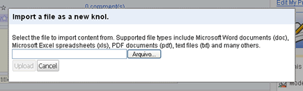 Tool para fazer upload de arquivos e transforma-los em Knols