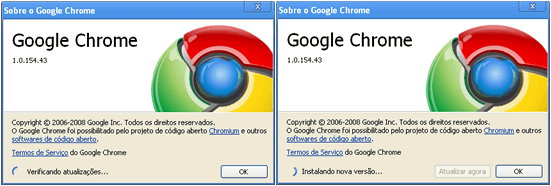 O Google Chrome procurando pelos upgrades e se auto-atualizando