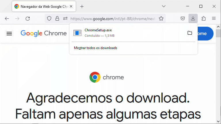 Google Chrome - download concluído