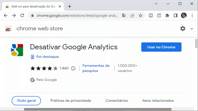 Google Chrome - Desativar Google Analytics plugin