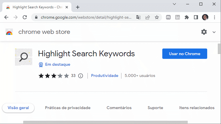 Google Chrome - Highlight Search Keywords plugin