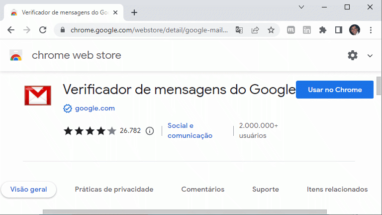 Google Chrome - Verificador Mensagens gmail plugin
