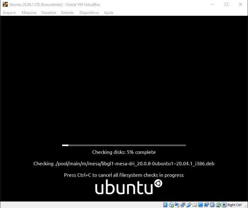 Virtualbox - carregando instalador do ubuntu
