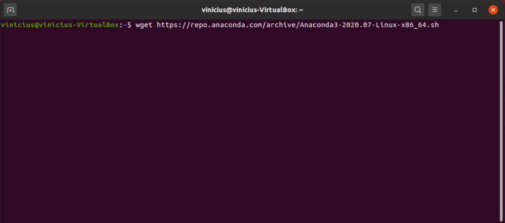 Anaconda Ubuntu - realizando o download do arquivo de instalação do Anaconda com wget