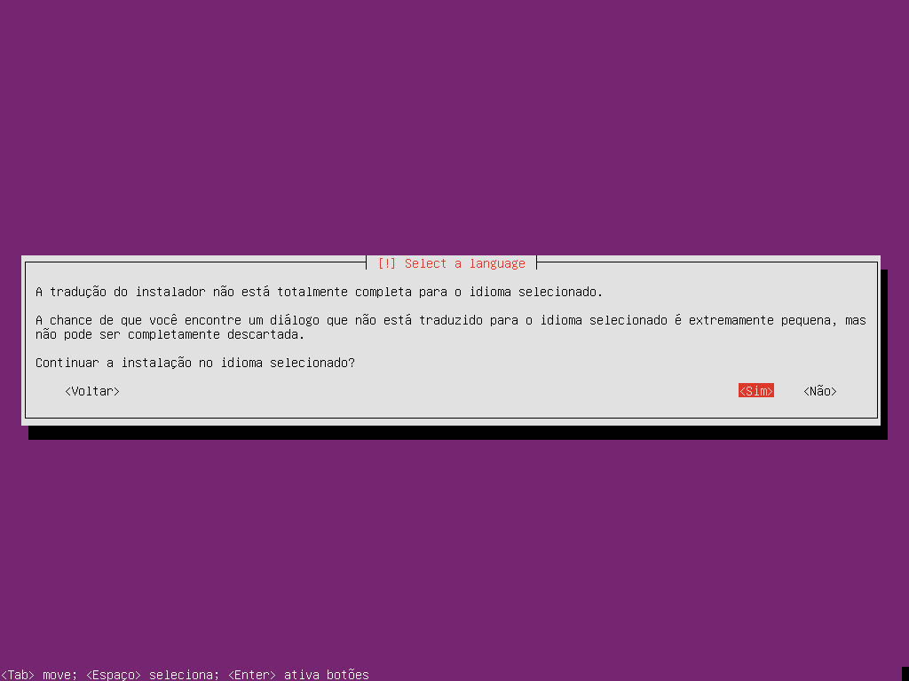 Instalação ubuntu - talvez instalados não esteja totalmente traduzido