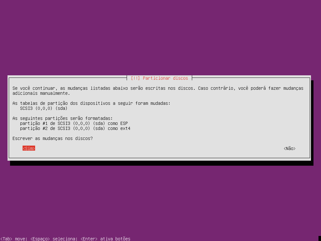 Ubuntu - confirmando layout particoes