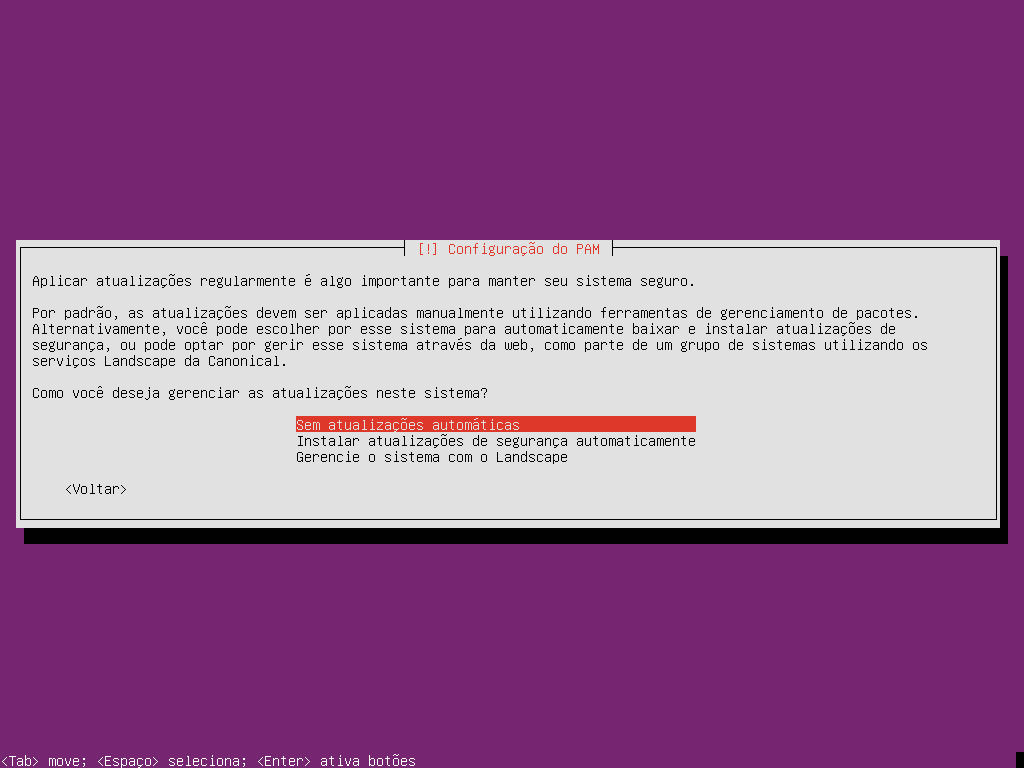 Ubuntu - opção de atualizações automáticas