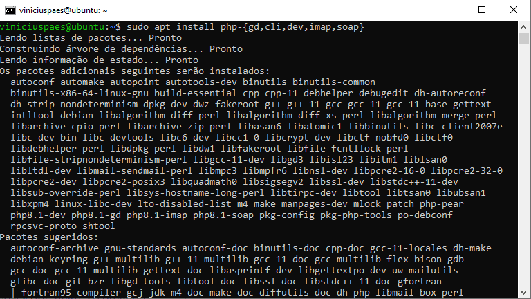 ubuntu sudo apt install php popular extensions