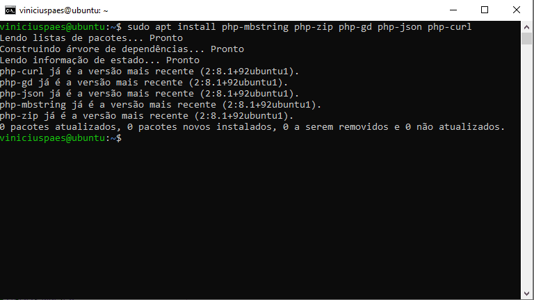 ubuntu sudo apt install phpmyadmin php extensions needed