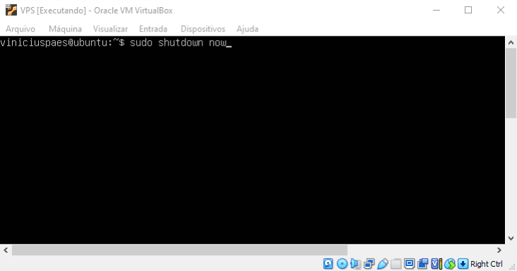 Virtualbox - sudo shutdown now