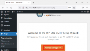 Página de instalação do wp mail smtp no wordpress