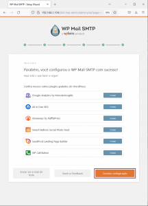 Wordpress - WP MAIL SMTP - finalizar instalação