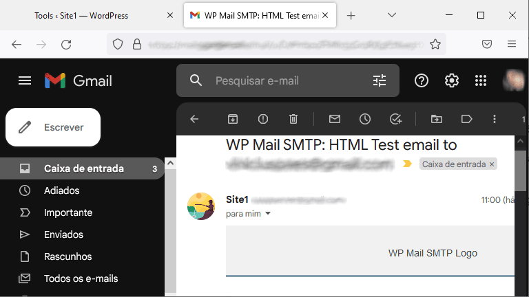 Gmail - email de teste recebido com sucesso