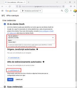 Google Cloud Platform - id cliente oauth dados