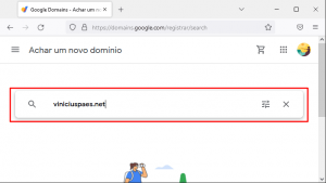 Google Domains - busca por nome de domínio