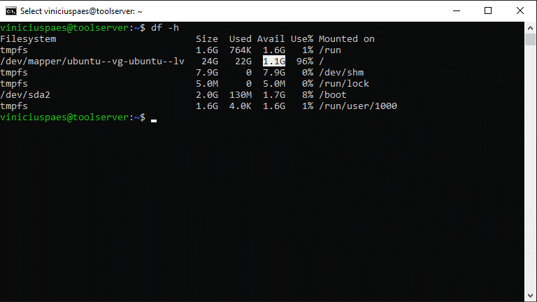 OpenWRT - espaço livre em máquina virtual de 25GB após compilação de imagem do openwrt