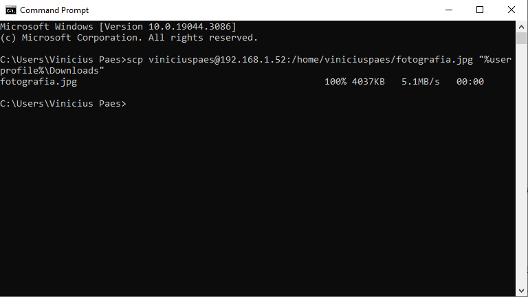 Raspberry Pi Time Lapse - copiar foto do raspberry para windows utilizando ssh scp