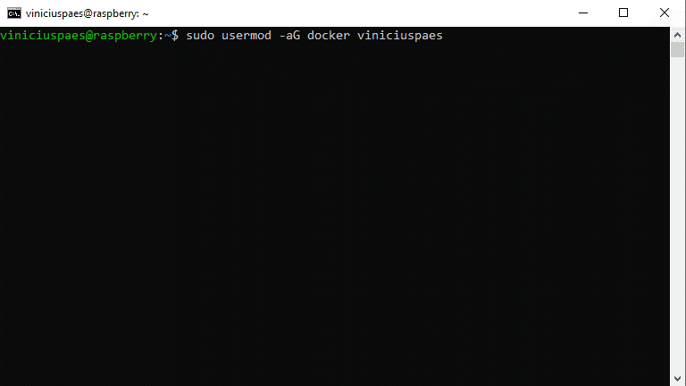 Instalar Docker no Raspberry Pi - adicionar usuário ao grupo do docker