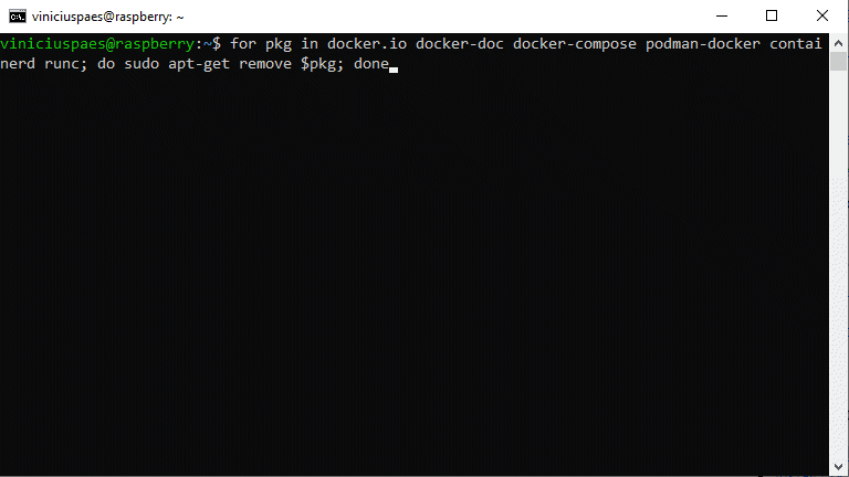 Instalar Docker no Raspberry Pi - remover pacotes para evitar conflitos