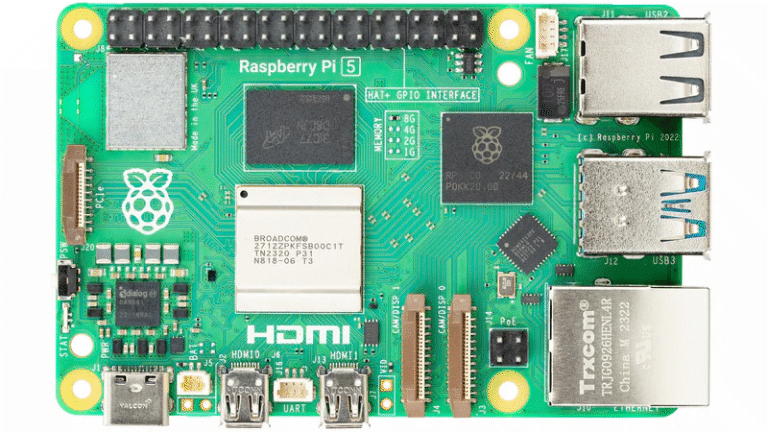 Raspberry Pi 5 - zoom na placa mãe
