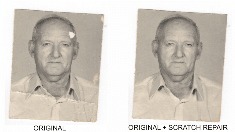 Restauração de Fotos e Colorização - Resultado da ferramenta ImgKits com scratch repair