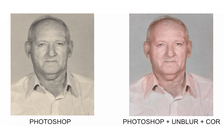Restauração de Fotos e Colorização - Resultado da ferramenta ImgKits com unblur e colorização