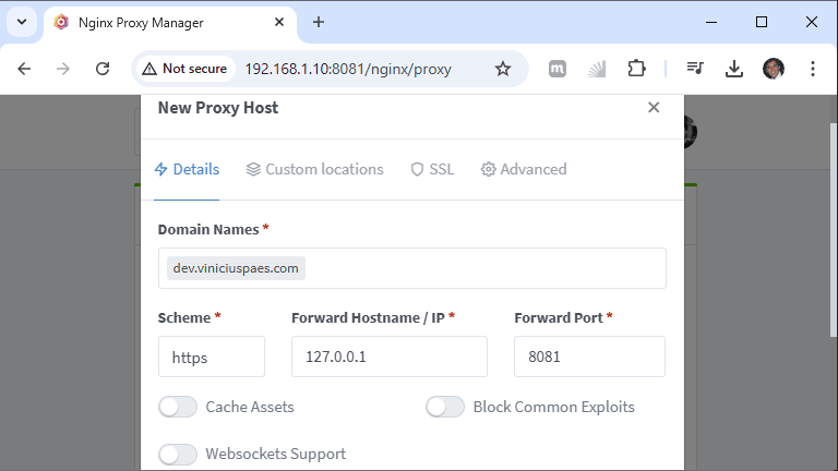 Nginx Proxy Manager - Exemplo proxy reverso com ssl