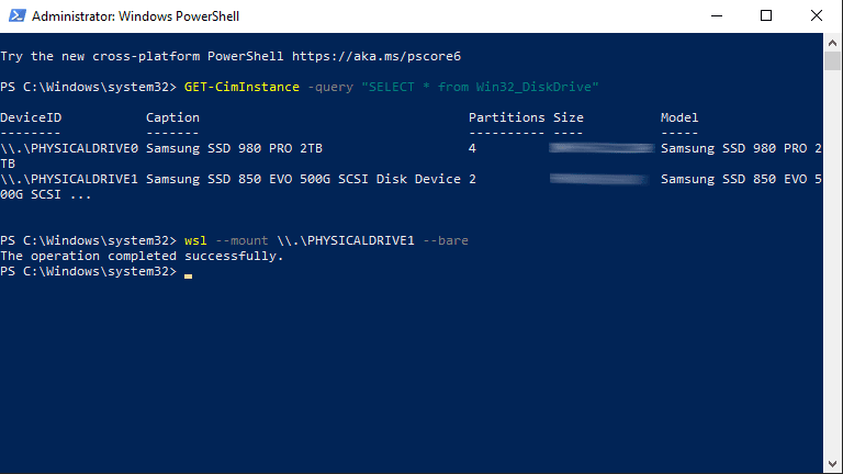 Windows WSL - adicionando unidade de armazenamento no WSL utilizando powershell